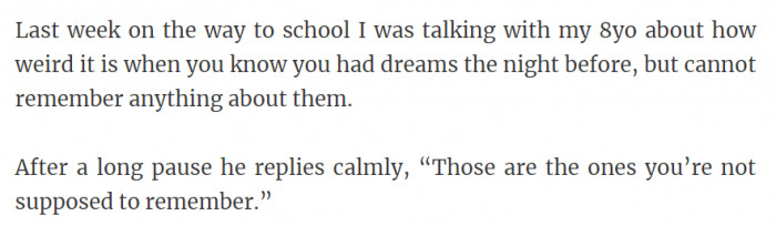 14. The kid knows something...