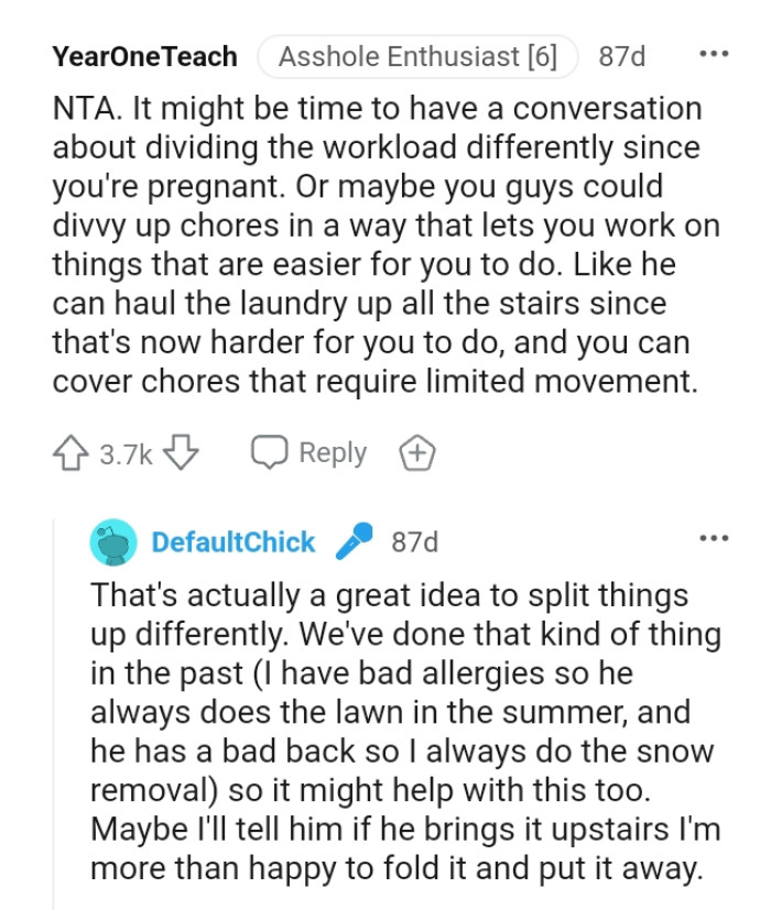 OP's husband can haul the laundry up all the stairs