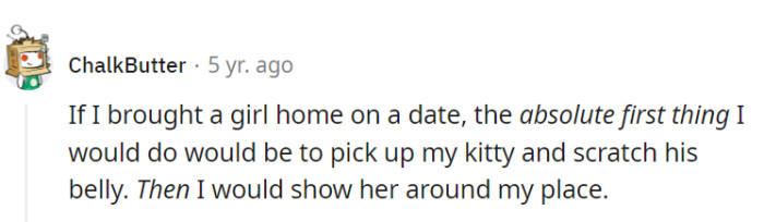 Setting the right priorities: whisker-warming greetings before the grand tour.