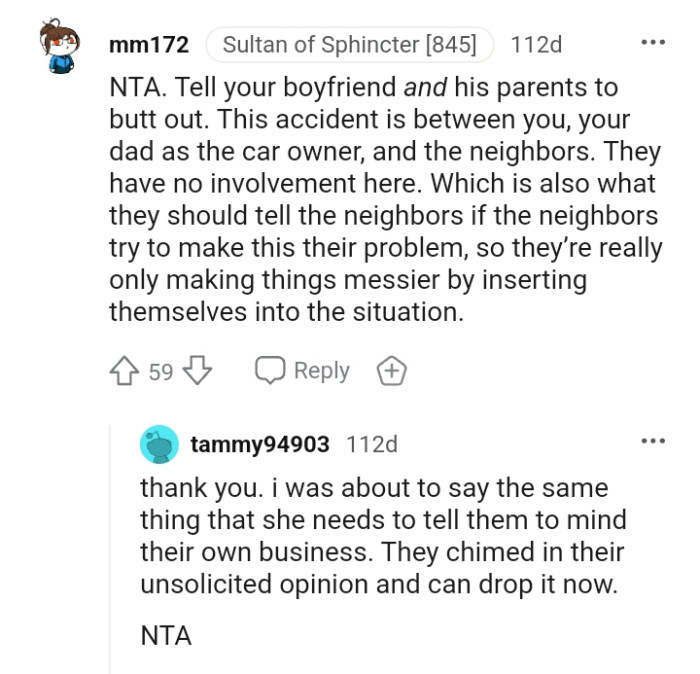 This is between you, your dad, and the neighbor