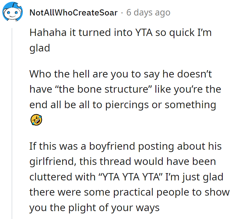 Bone structure critique? Sounds like a nose job in the making.