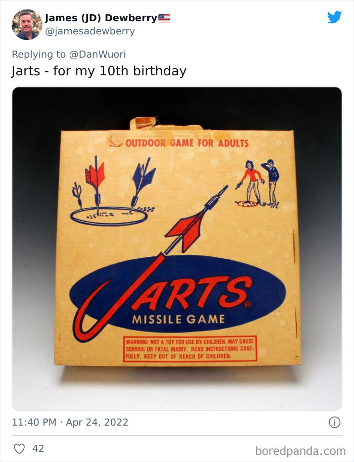 20. I got jarts as a birthday present