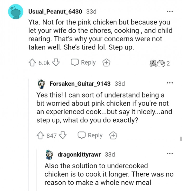 You let your wife do all the chores