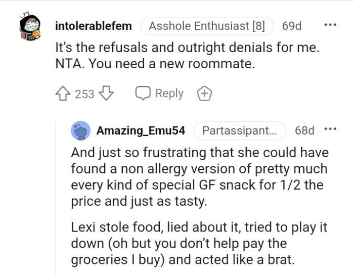 This Redditor believes that the OP needs to get a new roommate.