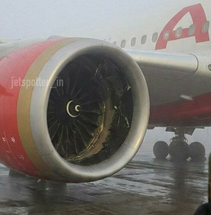"A Baggage Container Was Sucked Into The Engine Of An Air India Airbus A350 At Delhi Airport Today"