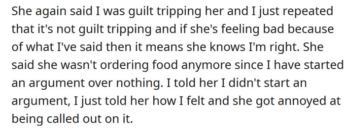 They kept arguing, and the OP's girlfriend canceled the order.