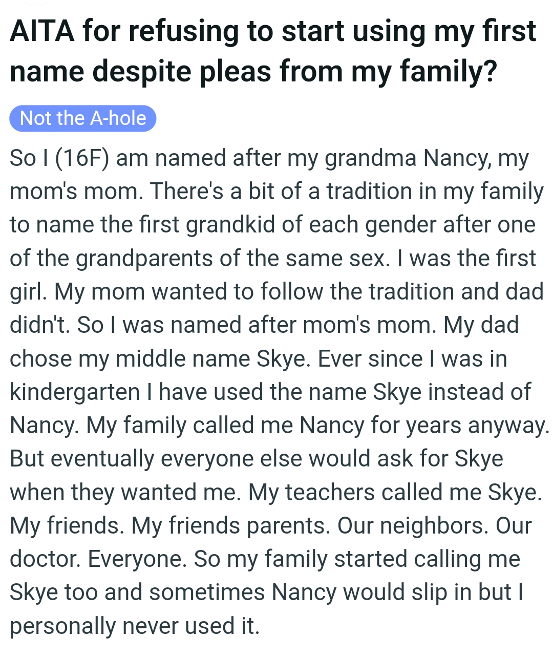 The OP kicks off her story