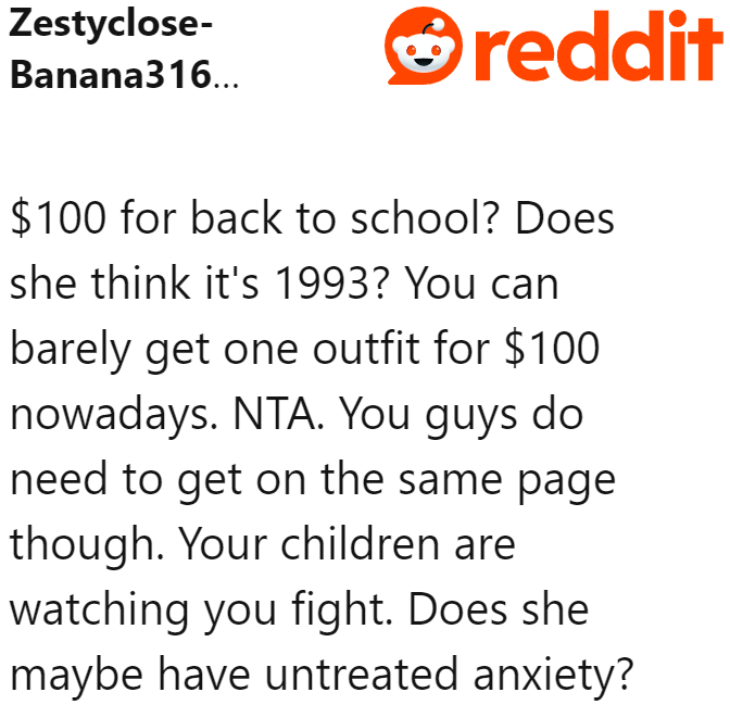 One hundred dollars is an unreasonable budget for school supplies.