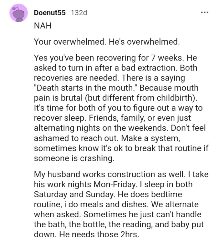 The OP has been recovering for seven weeks already