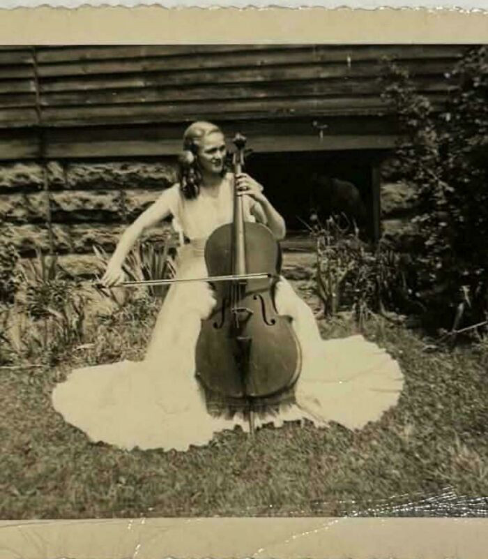 "My Great Grandmother At Eighteen Years Old Playing Cello, Circa 1950-1951"