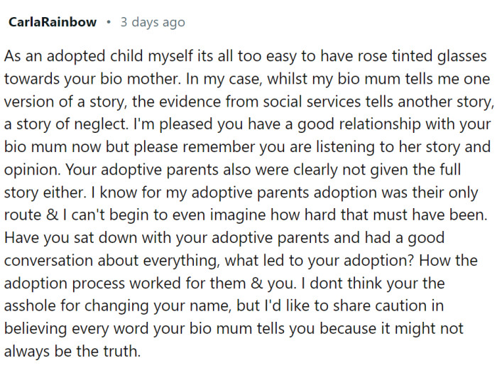 This Redditor is adopted, and shared their views: