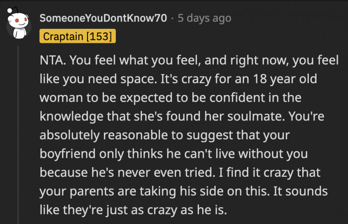 OP’s feelings are valid; she wanted something that she thought would make her, and possibly both of them, grow