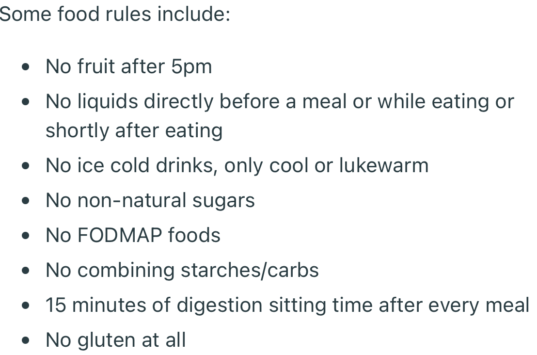 Some of the food rules include