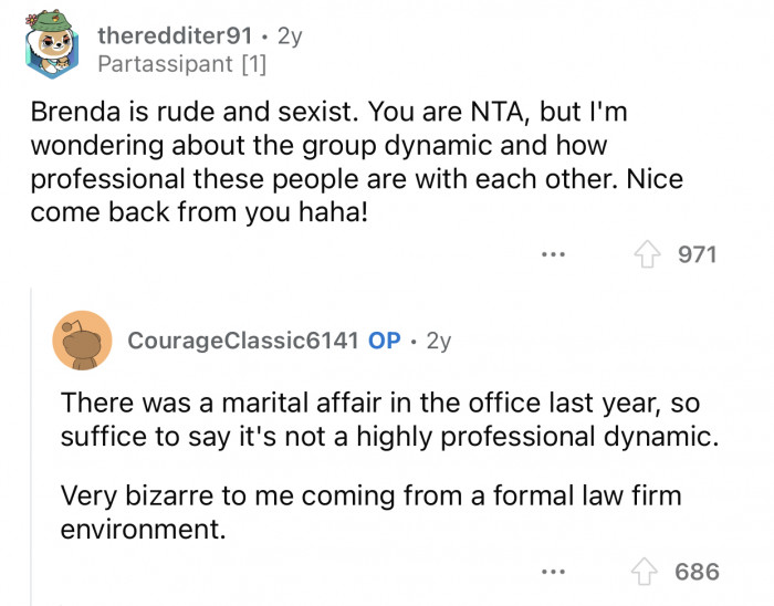 Brenda was way out of line.