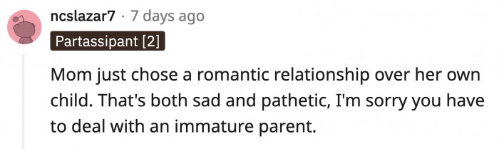 OP will never forget this moment when her mom proved she wasn't her priority