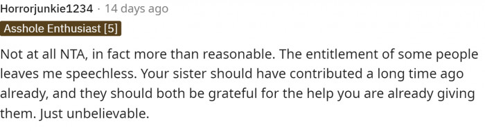 It seems to be agreed that OP is NTA and that others should be helping out more than they are.