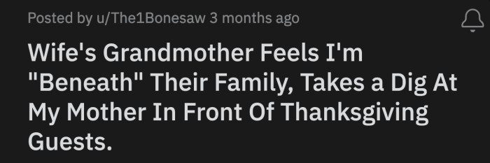 She was talking about OP's mom. She couldn't believe OP's mom didn't call to officially welcome her granddaughter into their family. She said it wasn't surprising since her granddaughter didn't marry someone from a 