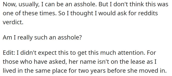 The OP believes he was not in the wrong here but wants to check others' perspectives: