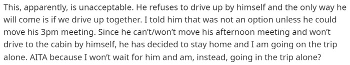 However, her boyfriend was not on board and was not okay with driving separately.