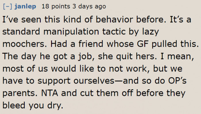 The Parents Are Lazy People Trying to Manipulate Their Daughter