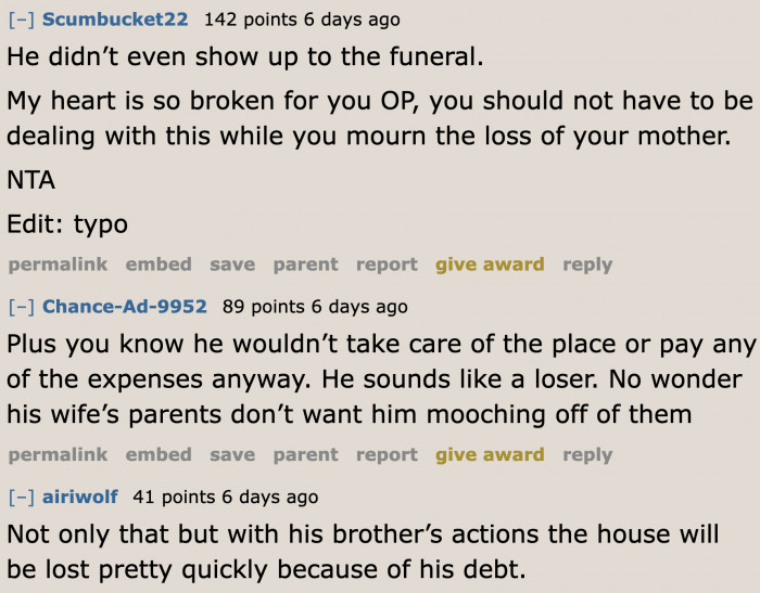 Even the brother's pregnant girlfriend's family sees how irresponsible he is.