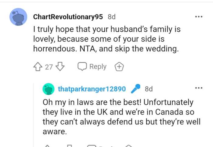 This Redditor hopes the OP's husband's family are lovely
