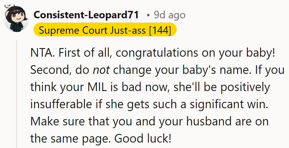 Don't let MIL win by changing the name, OP!