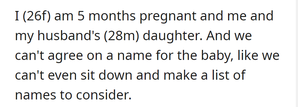 A 26-Year-Old Pregnant Woman and Her 28-Year-Old Husband Can't Agree on a Name for Their Baby Girl, Finding It Hard to Even Make a List.