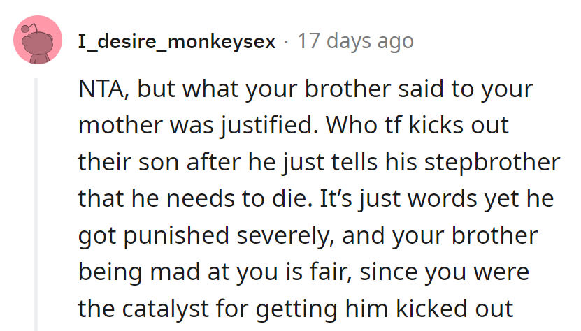 Mom's got a flair for dramatic exits. Brother's just looking for a scapegoat, and guess who's wearing the horns?