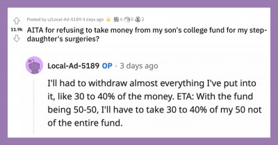 New Wife Tries To Force Her Husband To Withdraw Money From His Son's College Fund To Pay For Her Daughter's Surgery