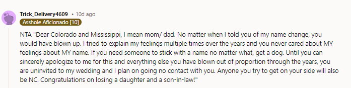 Congratulations on losing a daughter and a son-in-law!