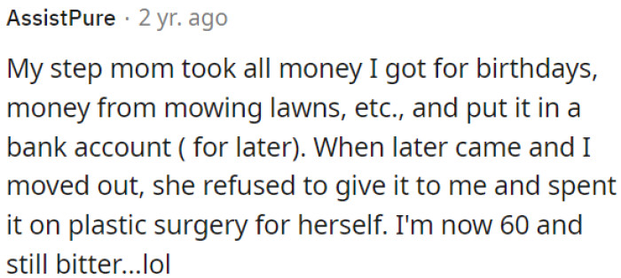 Resentment does not go away easily.