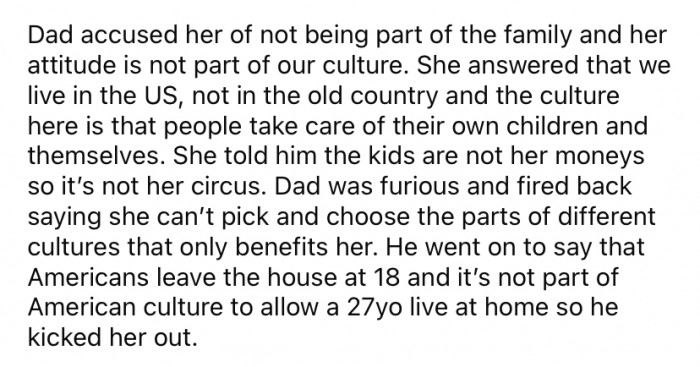 It didn't end well, and OP's father kicked Jess out.