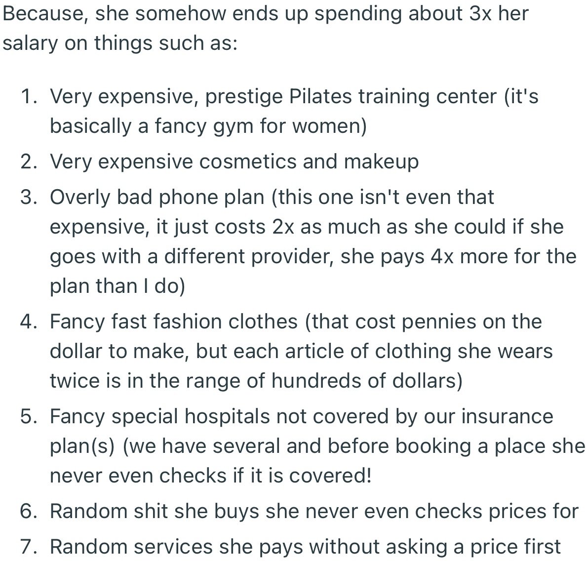 According to OP, His Wife Spends About Three Times Her Salary on Extravagant and Unnecessary Things