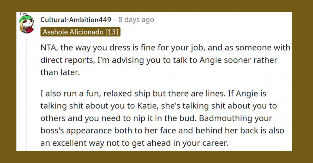 New Hire Calls Her Boss's Outfits Provocative And Freely Belittles Her Professional Skills