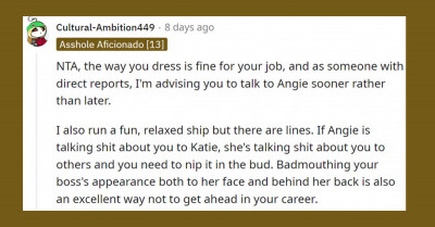 New Hire Calls Her Boss's Outfits Provocative And Freely Belittles Her Professional Skills