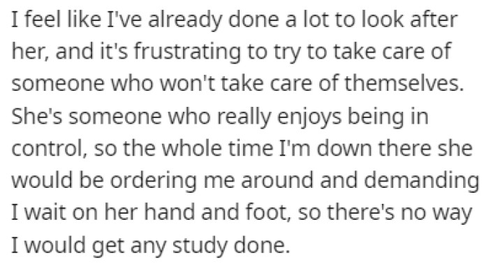 OP feels like she's done enough already