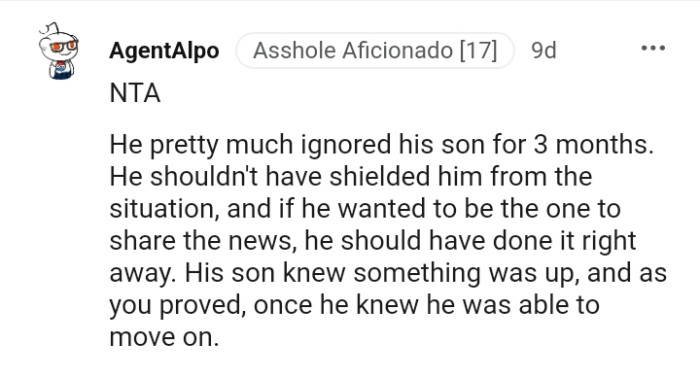 He should have done it right away