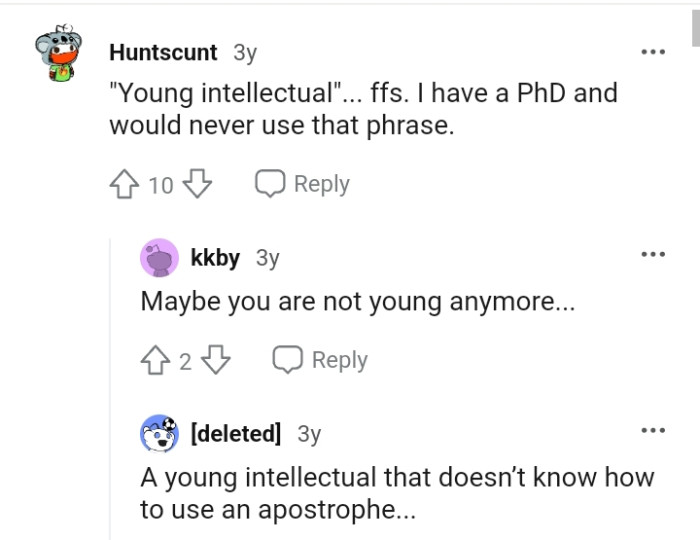 This redditor with a PhD would never use that phrase