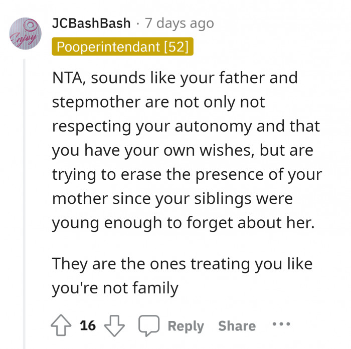 10. One way of pushing you away is to make you feel that you are better off without your biological mother. Where is their respect?