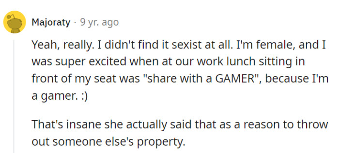 OP should savor the gamer-themed delight and have a conversation about mutual respect before things get more absurd.