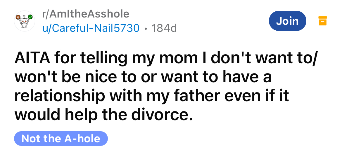 The Redditor asked if he's an a**hole for refusing to be nice to his father.