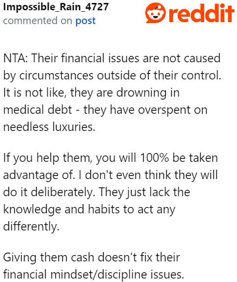 Needless luxuries are the reason why they're struggling financially.