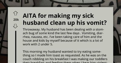 Wife Refuses to Clean Up Her Husband’s Vomit and Tells Him to Do It Himself