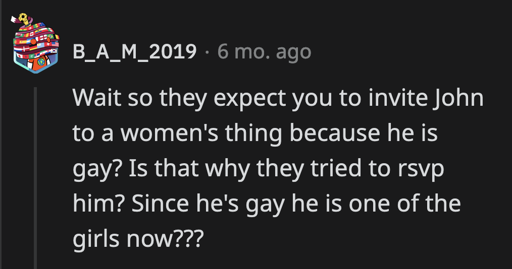 Do they want OP's cousin at the bridal shower because of their outdated views on gay men?