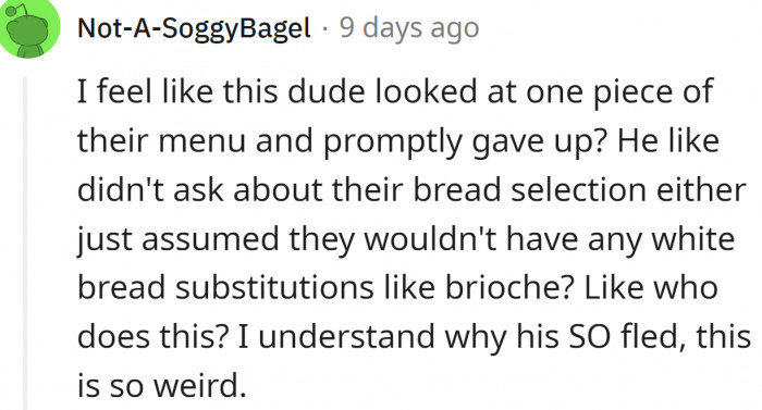 Did he go through the whole menu?