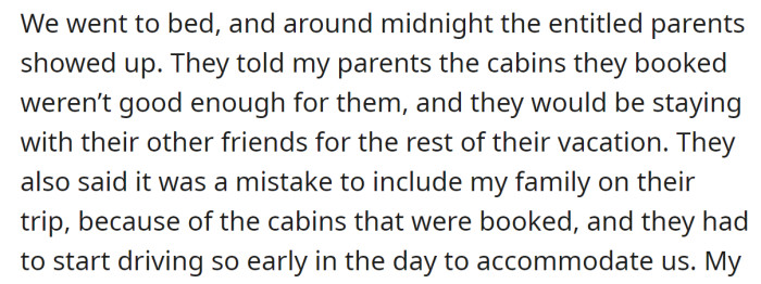 After returning in the middle of the night, they informed the OP's parents they'd be staying with other friends: