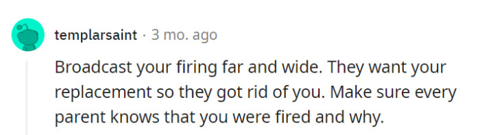 If they want a replacement, they've got to own up to their choice to let OP go.