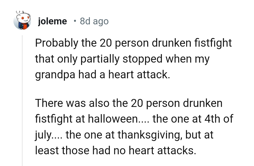 8. A 20-drunk person fistfight