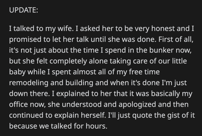 OP should spend time just to be with his wife and prepare for their baby.